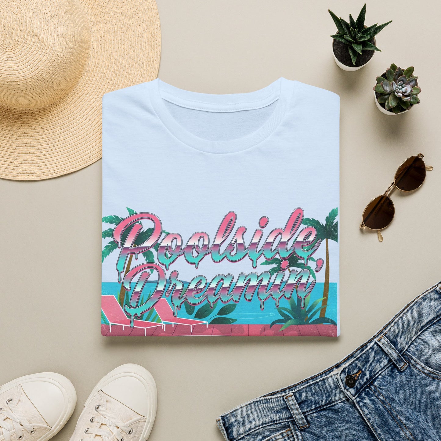 Poolside Dreams T-Shirt — "Never Leave the Float" Retro Swim Tee