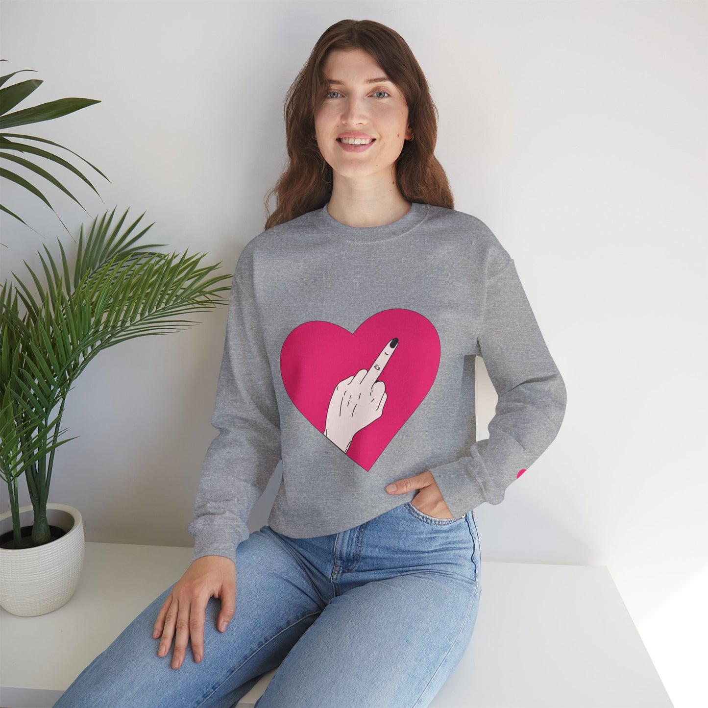 Self Love Heart Crewneck Sweatshirt | Pink Heart Graphic Pullover | Funny Sassy Sweater | Y2K Aesthetic | Edgy Statement Crewneck