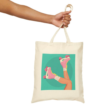 Retro Roller Skates Tote Bag | Y2K Aesthetic Canvas Bag | Custom Cotton Canvas Tote Bags | Party Favors