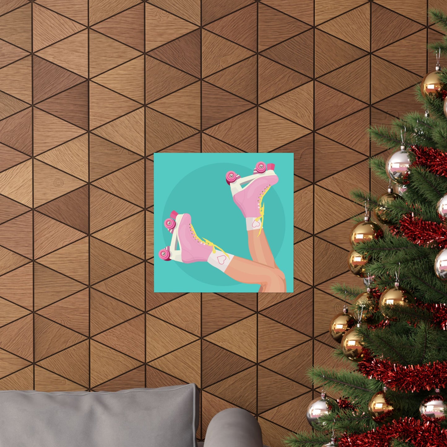 Pink Roller Skates Wall Art Poster | Y2K Aesthetic Print | Retro 90s Illustration | Girl Bedroom Decor