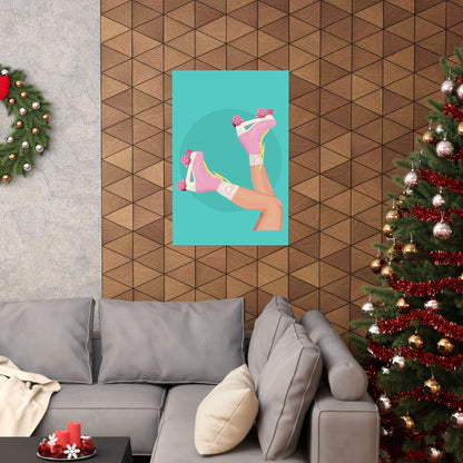 Pink Roller Skates Wall Art Poster | Y2K Aesthetic Print | Retro 90s Illustration | Girl Bedroom Decor