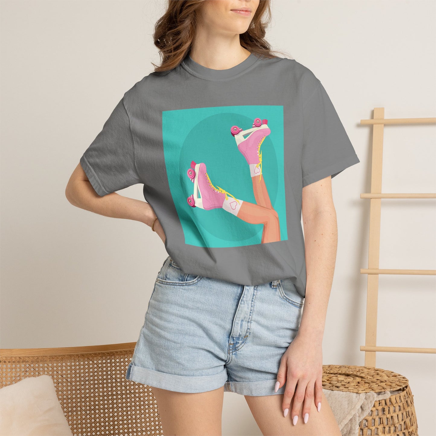 Pink Roller Skates T-Shirt | Retro 90s Y2K Aesthetic Tee | Gift for her