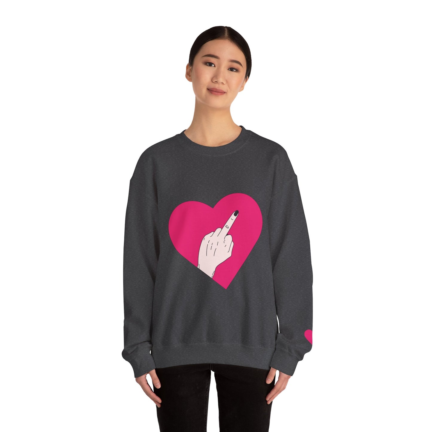 Self Love Heart Crewneck Sweatshirt | Pink Heart Graphic Pullover | Funny Sassy Sweater | Y2K Aesthetic | Edgy Statement Crewneck