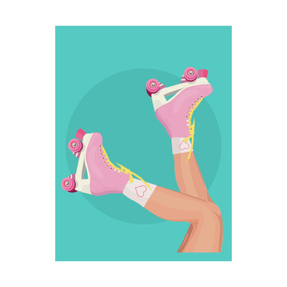 Pink Roller Skates Wall Art Poster | Y2K Aesthetic Print | Retro 90s Illustration | Girl Bedroom Decor