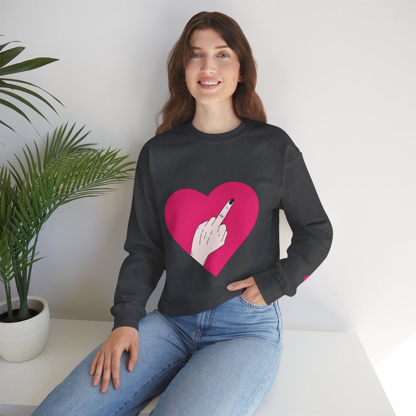 Self Love Heart Crewneck Sweatshirt | Pink Heart Graphic Pullover | Funny Sassy Sweater | Y2K Aesthetic | Edgy Statement Crewneck
