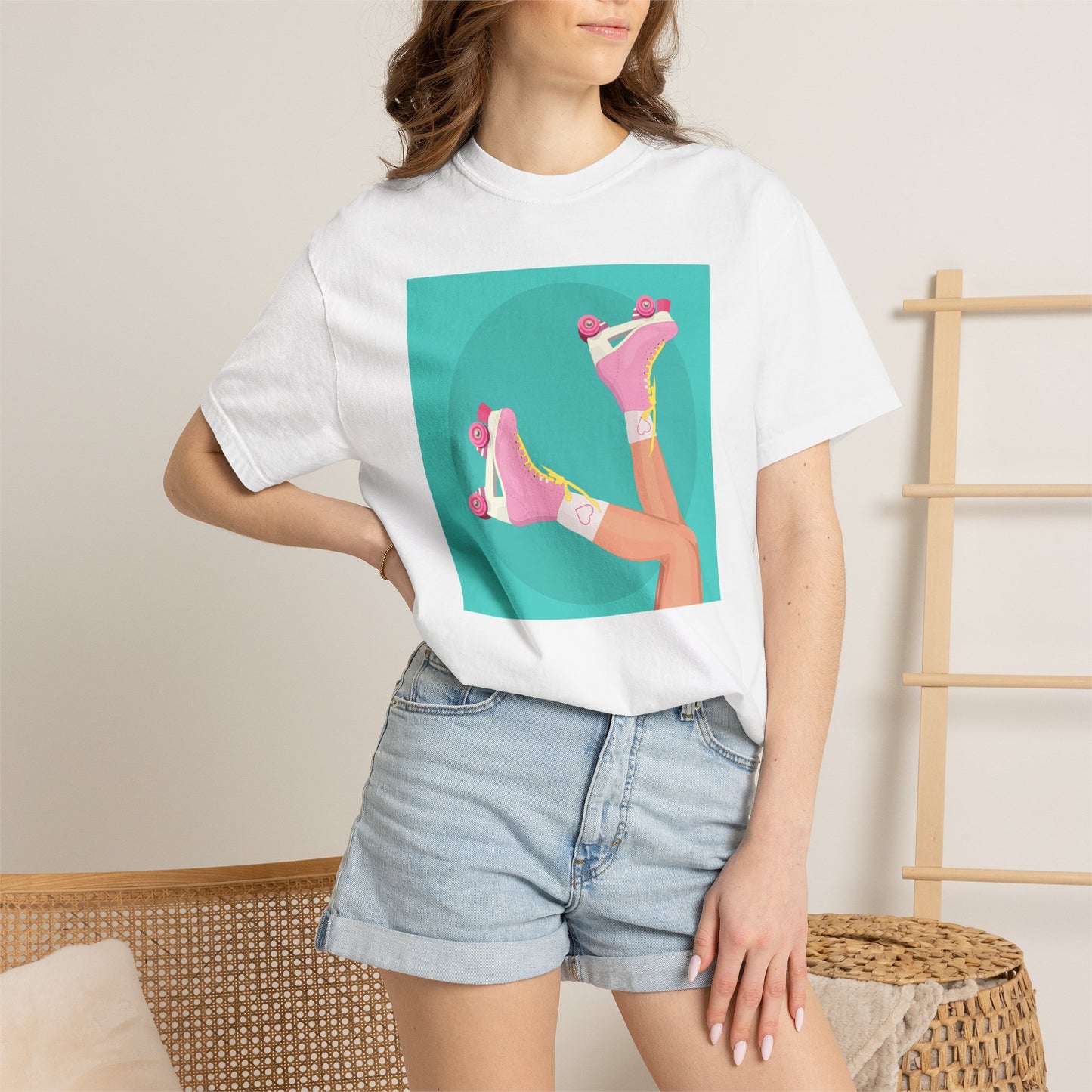 Pink Roller Skates T-Shirt | Retro 90s Y2K Aesthetic Tee | Gift for her