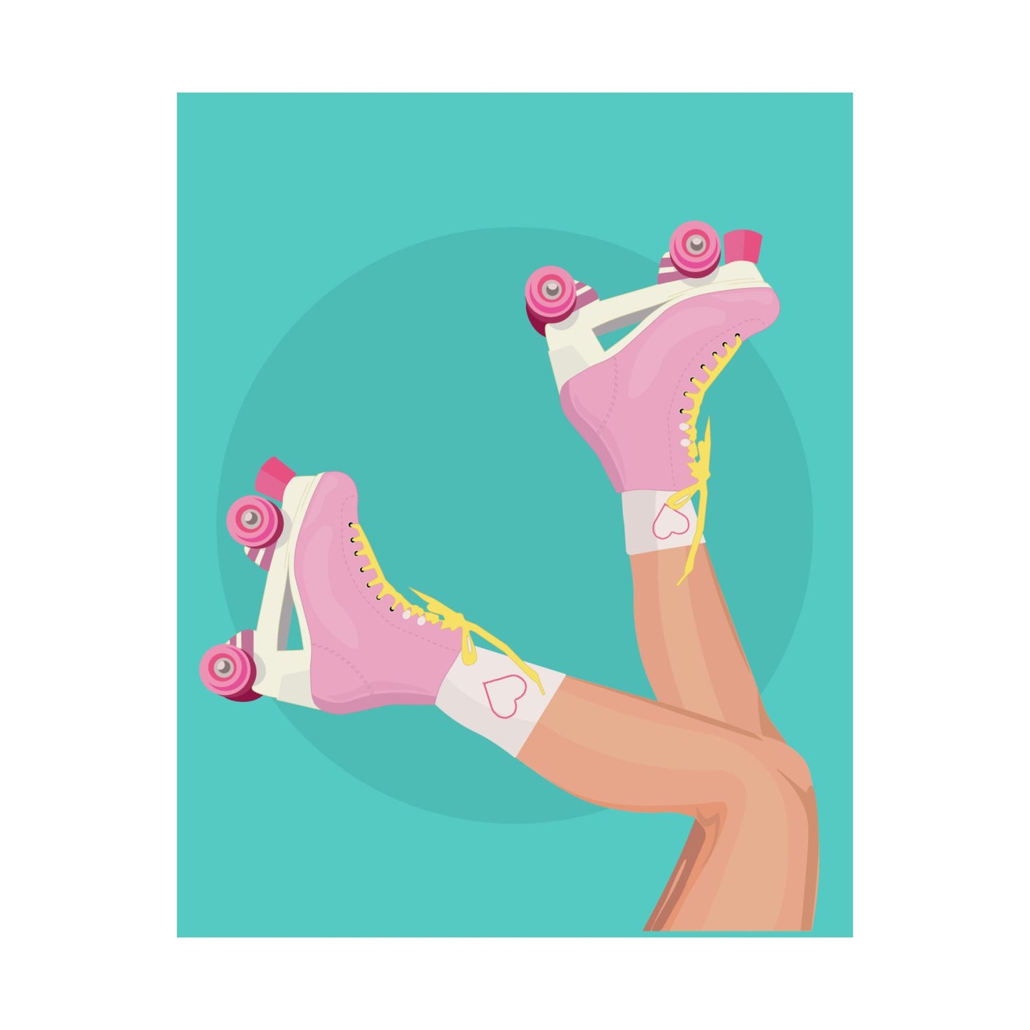 Pink Roller Skates Wall Art Poster | Y2K Aesthetic Print | Retro 90s Illustration | Girl Bedroom Decor