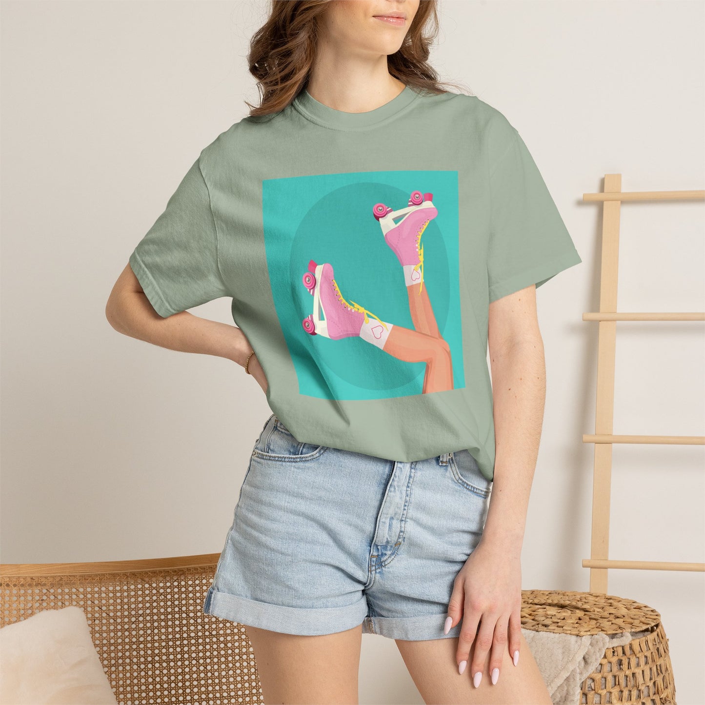 Pink Roller Skates T-Shirt | Retro 90s Y2K Aesthetic Tee | Gift for her