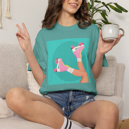 Pink Roller Skates T-Shirt | Retro 90s Y2K Aesthetic Tee | Gift for her