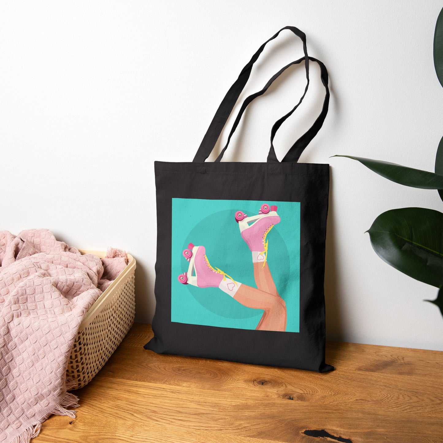 Retro Roller Skates Tote Bag | Y2K Aesthetic Canvas Bag | Custom Cotton Canvas Tote Bags | Party Favors