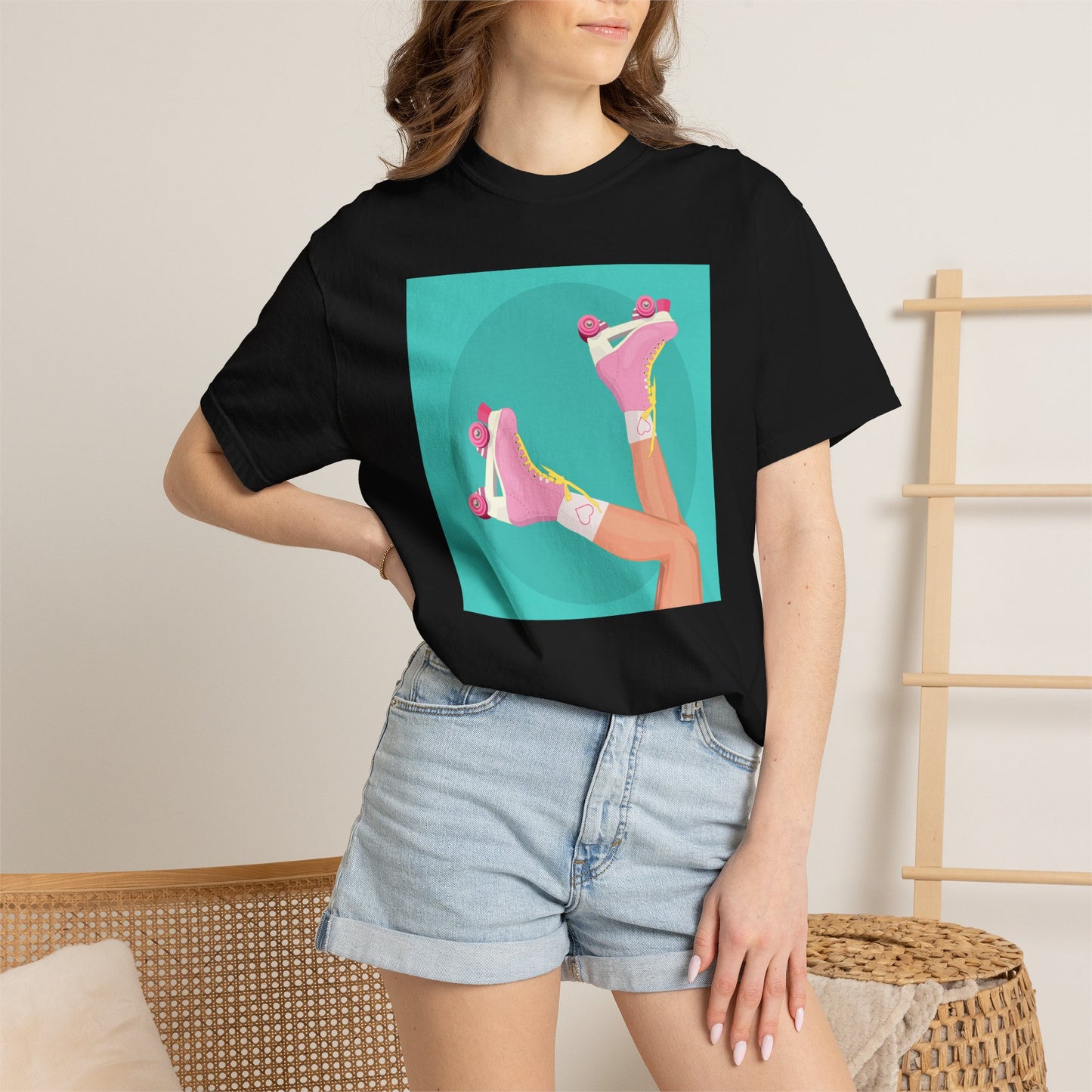Pink Roller Skates T-Shirt | Retro 90s Y2K Aesthetic Tee | Gift for her