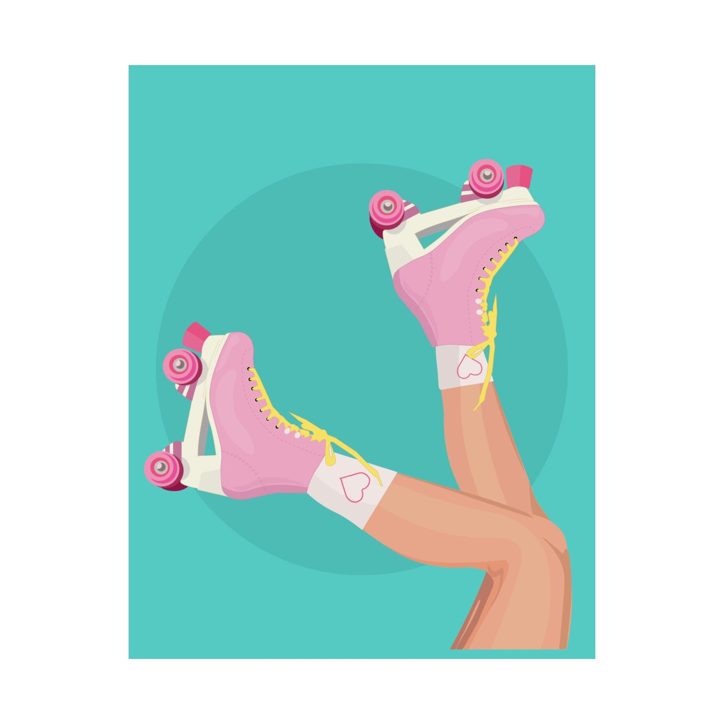 Pink Roller Skates Wall Art Poster | Y2K Aesthetic Print | Retro 90s Illustration | Girl Bedroom Decor