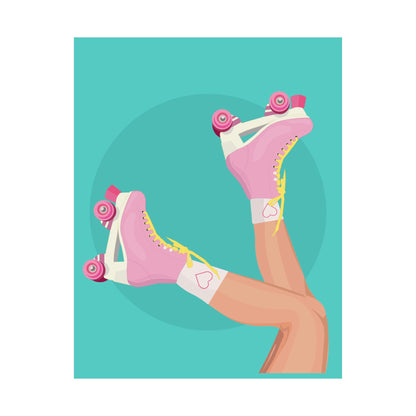 Pink Roller Skates Wall Art Poster | Y2K Aesthetic Print | Retro 90s Illustration | Girl Bedroom Decor