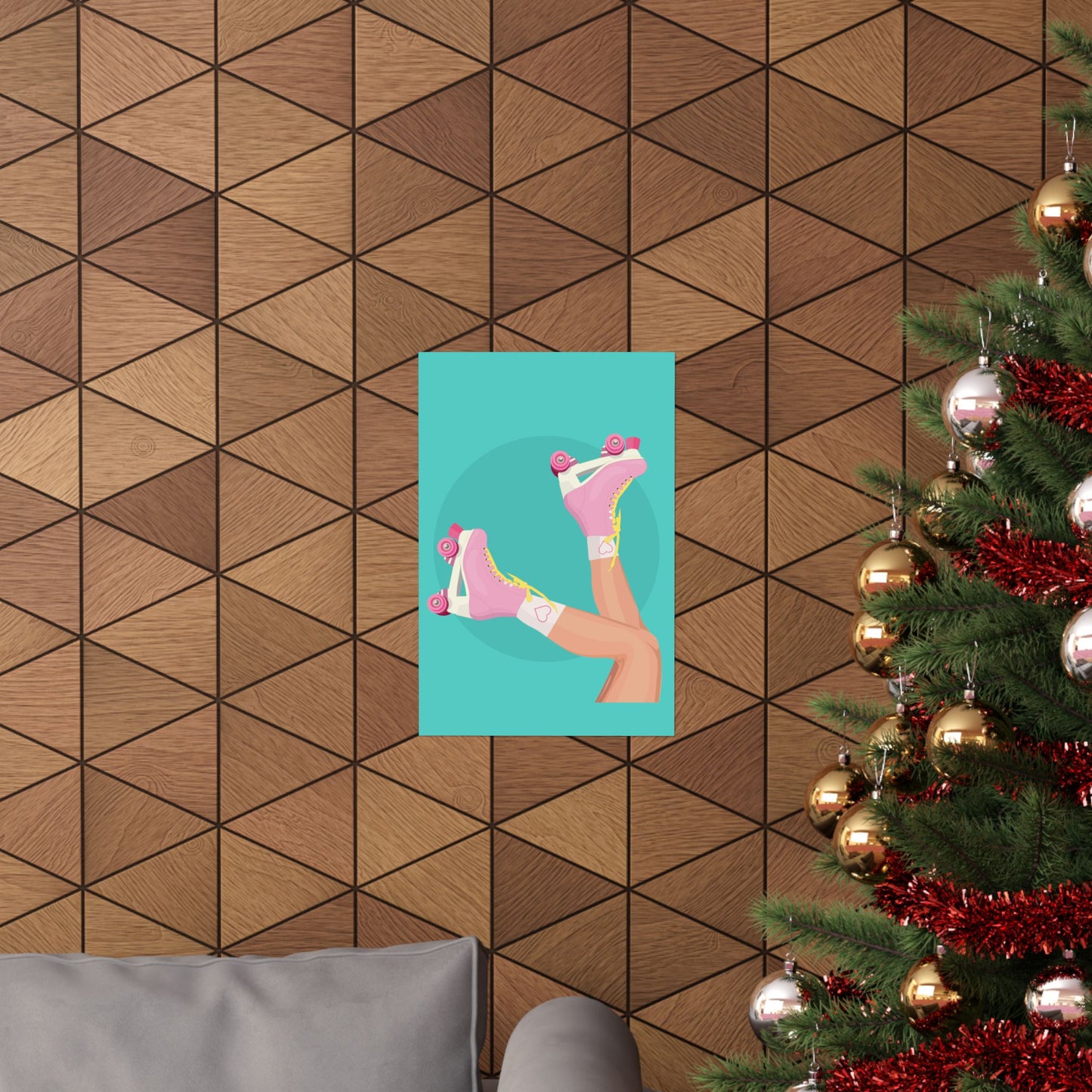 Pink Roller Skates Wall Art Poster | Y2K Aesthetic Print | Retro 90s Illustration | Girl Bedroom Decor