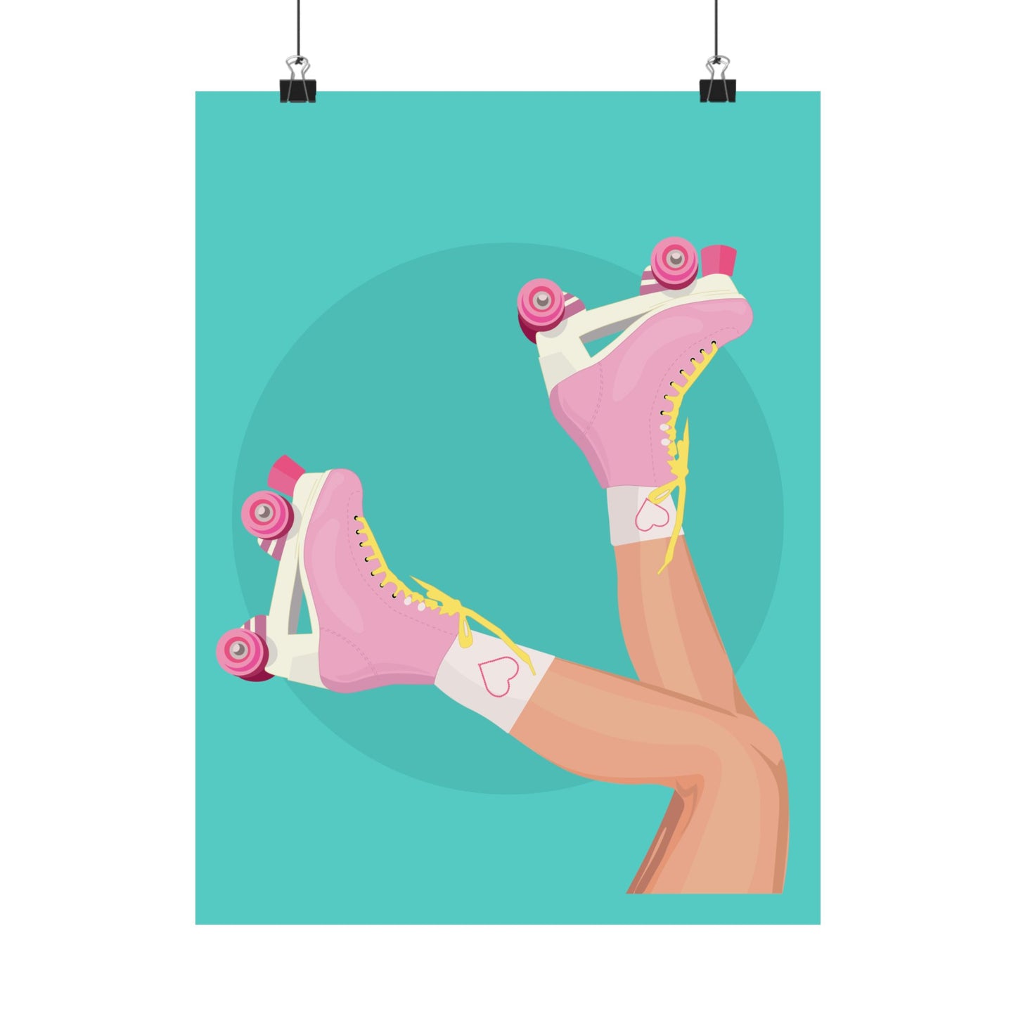 Pink Roller Skates Wall Art Poster | Y2K Aesthetic Print | Retro 90s Illustration | Girl Bedroom Decor
