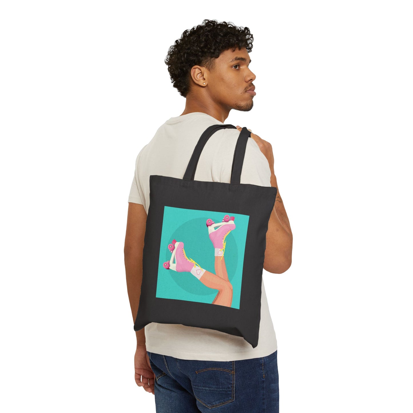 Retro Roller Skates Tote Bag | Y2K Aesthetic Canvas Bag | Custom Cotton Canvas Tote Bags | Party Favors