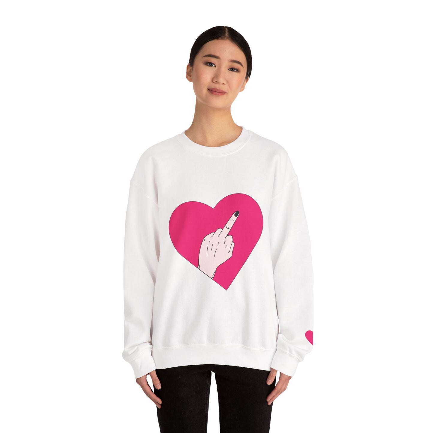 Self Love Heart Crewneck Sweatshirt | Pink Heart Graphic Pullover | Funny Sassy Sweater | Y2K Aesthetic | Edgy Statement Crewneck