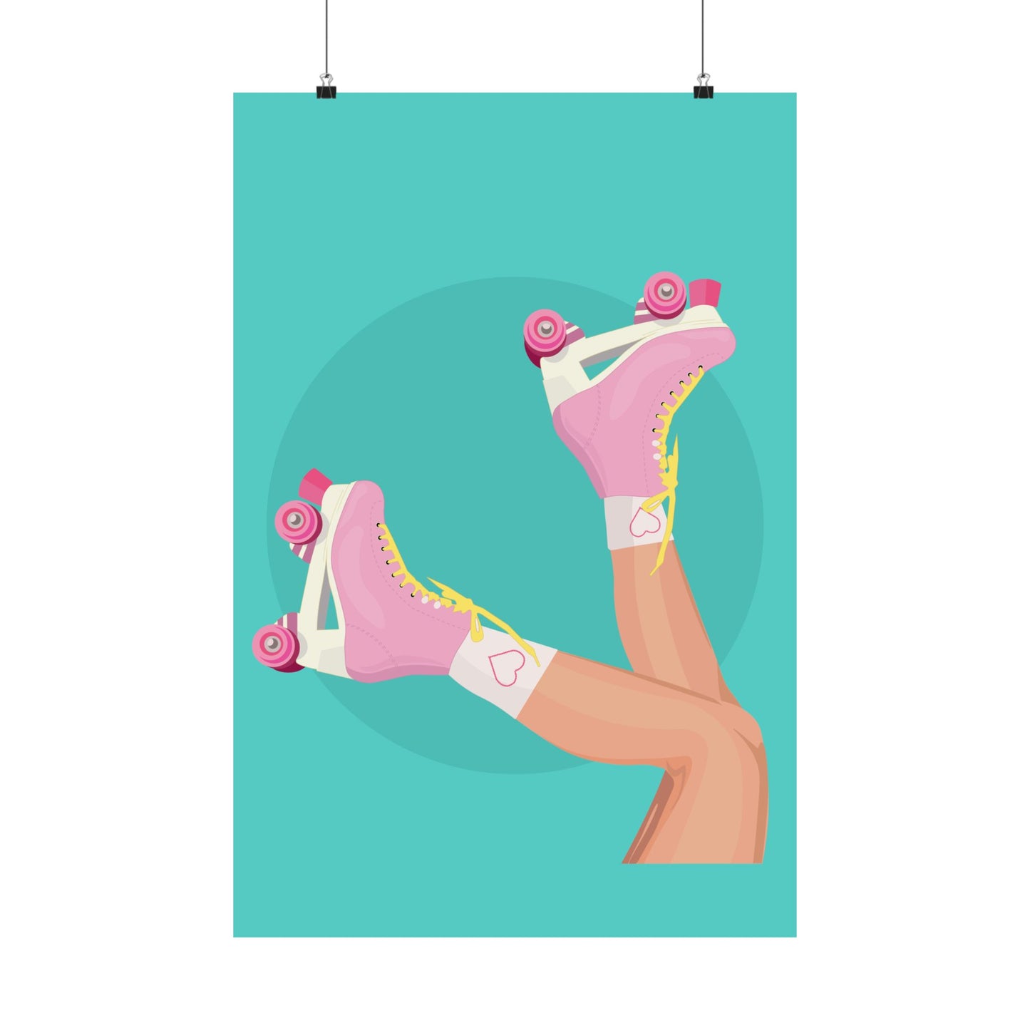 Pink Roller Skates Wall Art Poster | Y2K Aesthetic Print | Retro 90s Illustration | Girl Bedroom Decor
