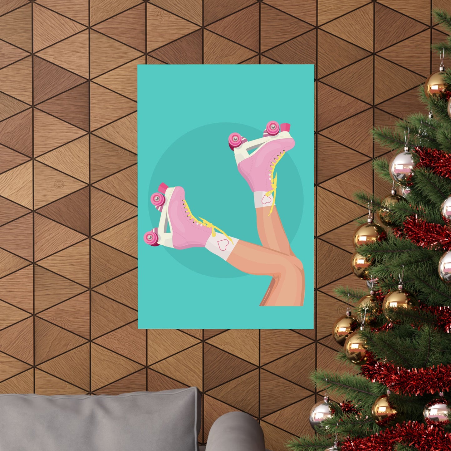 Pink Roller Skates Wall Art Poster | Y2K Aesthetic Print | Retro 90s Illustration | Girl Bedroom Decor