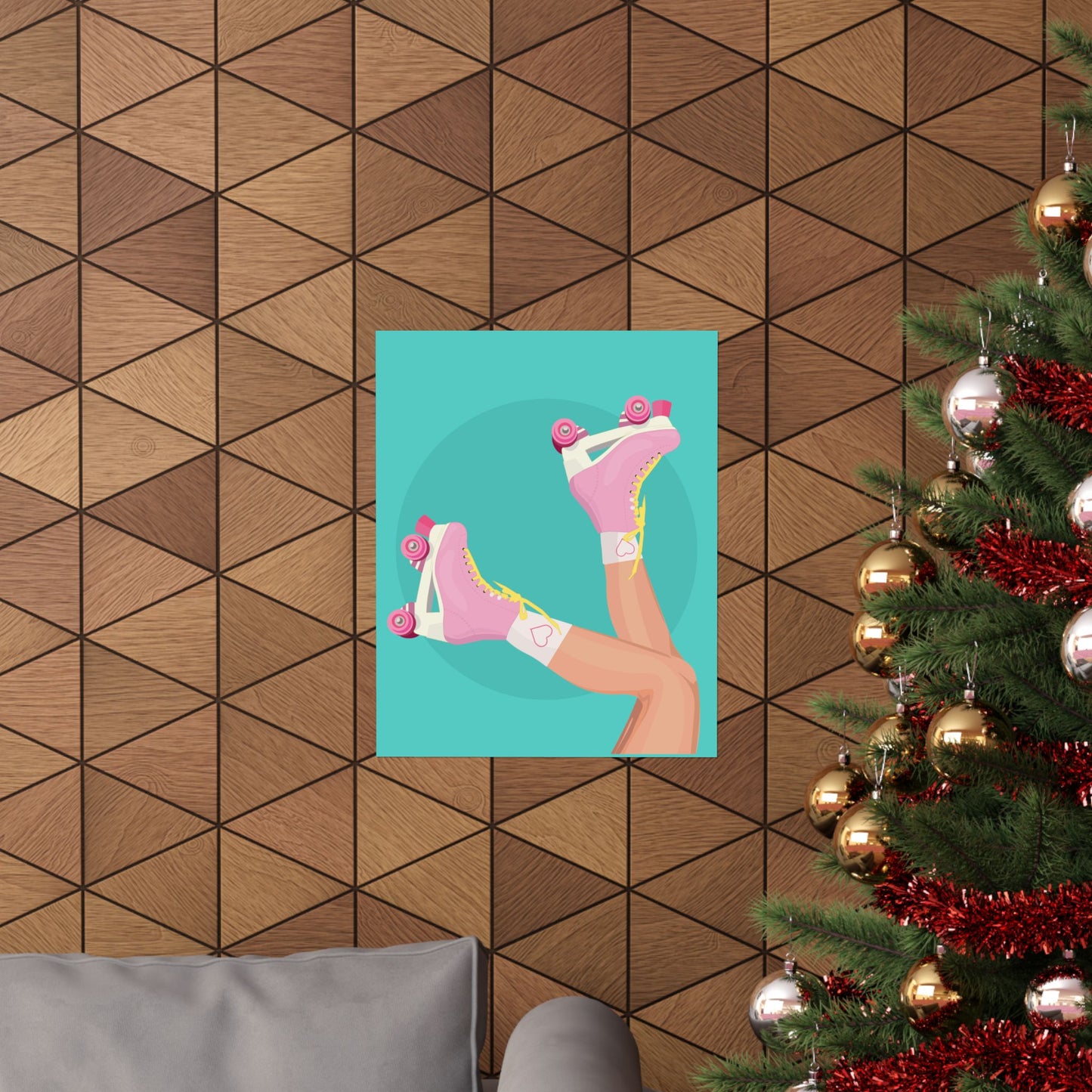 Pink Roller Skates Wall Art Poster | Y2K Aesthetic Print | Retro 90s Illustration | Girl Bedroom Decor