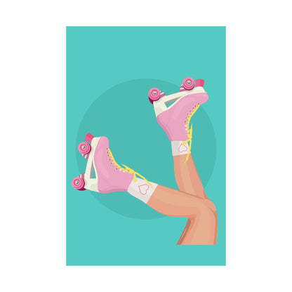 Pink Roller Skates Wall Art Poster | Y2K Aesthetic Print | Retro 90s Illustration | Girl Bedroom Decor