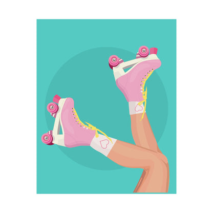 Pink Roller Skates Wall Art Poster | Y2K Aesthetic Print | Retro 90s Illustration | Girl Bedroom Decor