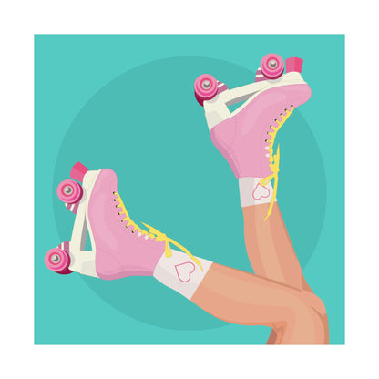 Pink Roller Skates Wall Art Poster | Y2K Aesthetic Print | Retro 90s Illustration | Girl Bedroom Decor