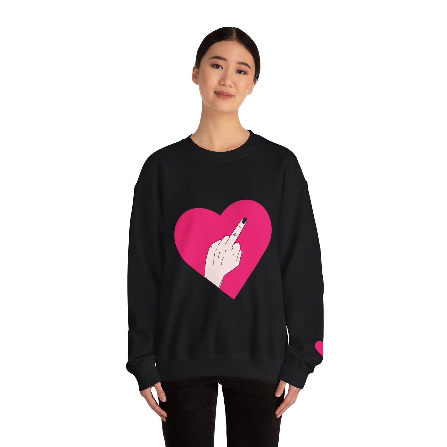 Self Love Heart Crewneck Sweatshirt | Pink Heart Graphic Pullover | Funny Sassy Sweater | Y2K Aesthetic | Edgy Statement Crewneck
