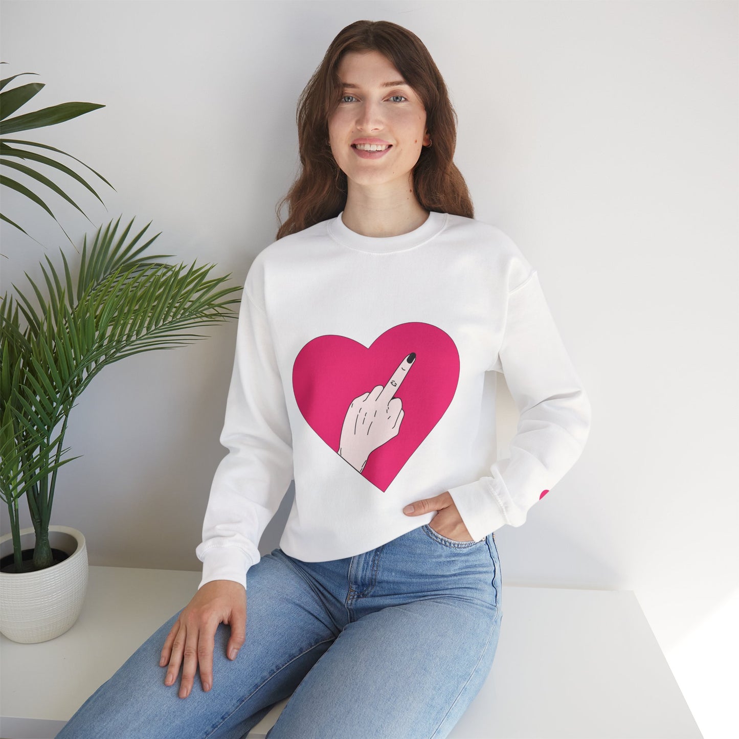 Self Love Heart Crewneck Sweatshirt | Pink Heart Graphic Pullover | Funny Sassy Sweater | Y2K Aesthetic | Edgy Statement Crewneck