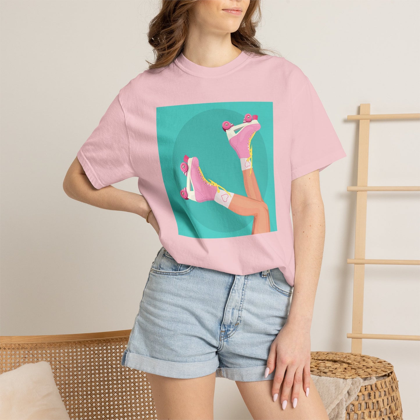 Pink Roller Skates T-Shirt | Retro 90s Y2K Aesthetic Tee | Gift for her