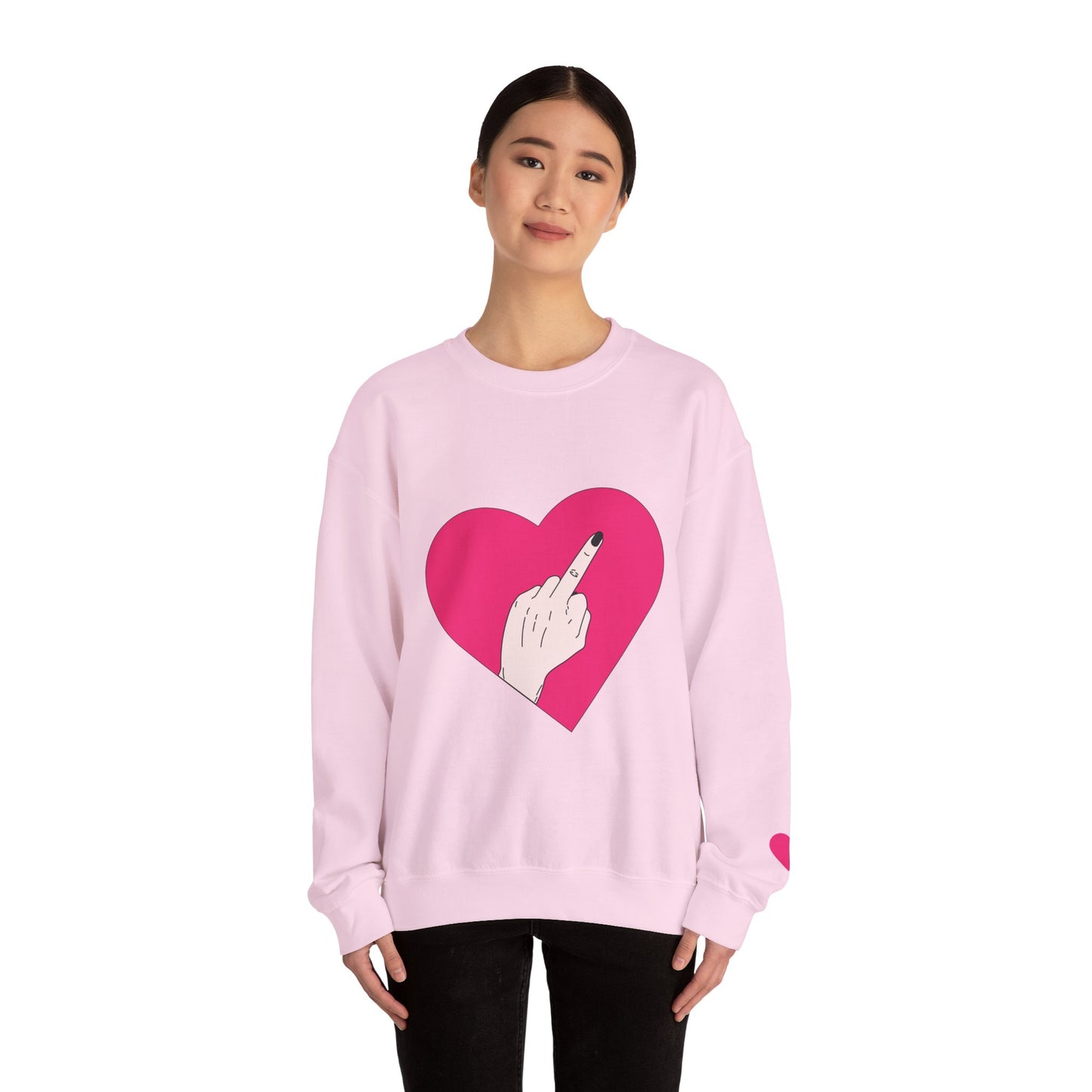 Self Love Heart Crewneck Sweatshirt | Pink Heart Graphic Pullover | Funny Sassy Sweater | Y2K Aesthetic | Edgy Statement Crewneck