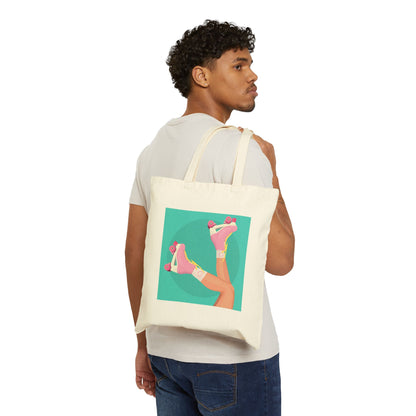 Retro Roller Skates Tote Bag | Y2K Aesthetic Canvas Bag | Custom Cotton Canvas Tote Bags | Party Favors