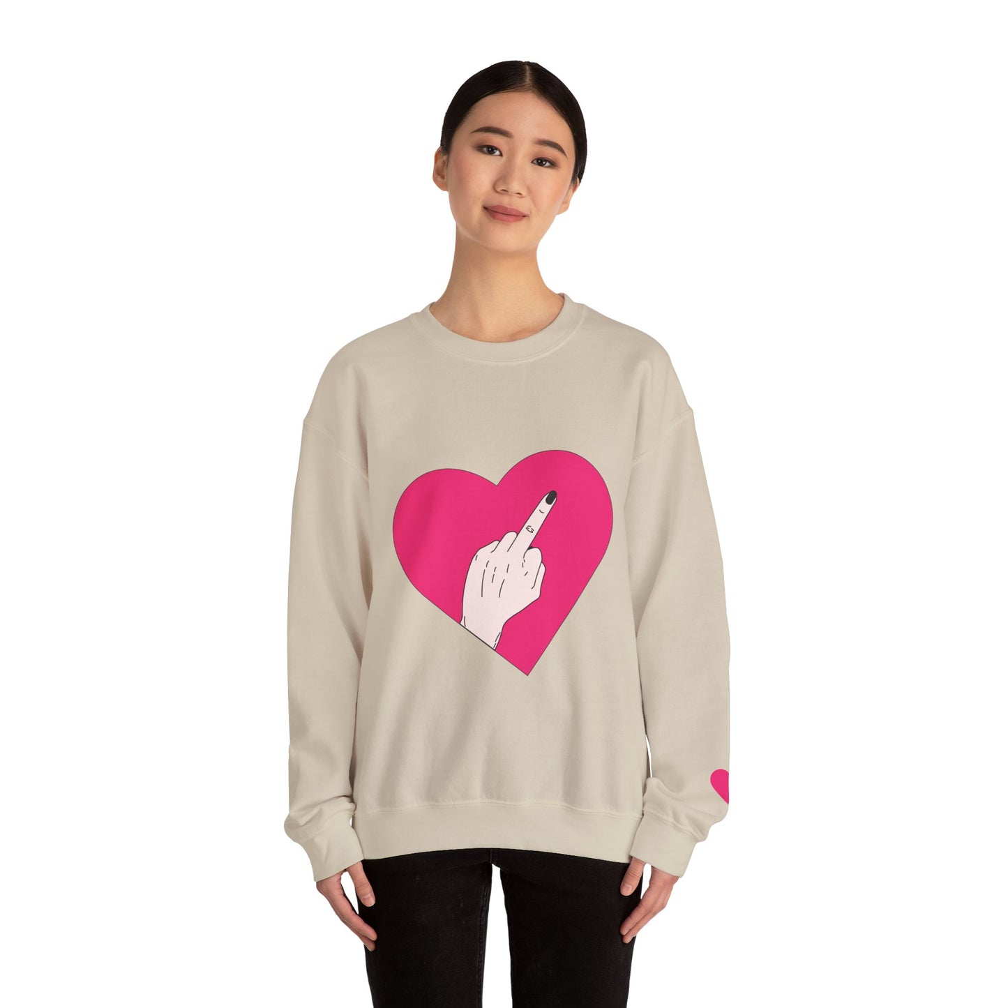 Self Love Heart Crewneck Sweatshirt | Pink Heart Graphic Pullover | Funny Sassy Sweater | Y2K Aesthetic | Edgy Statement Crewneck