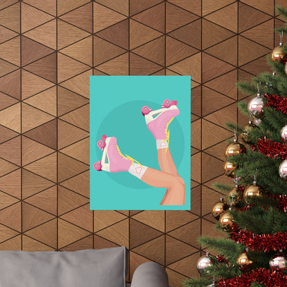 Pink Roller Skates Wall Art Poster | Y2K Aesthetic Print | Retro 90s Illustration | Girl Bedroom Decor