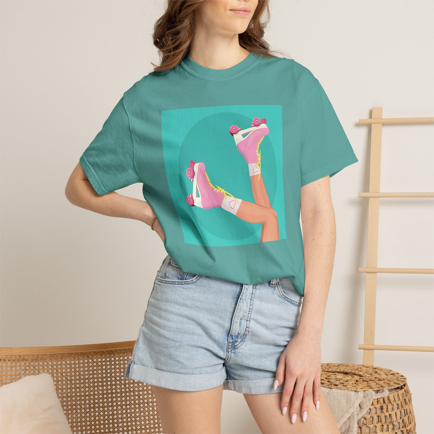 Pink Roller Skates T-Shirt | Retro 90s Y2K Aesthetic Tee | Gift for her