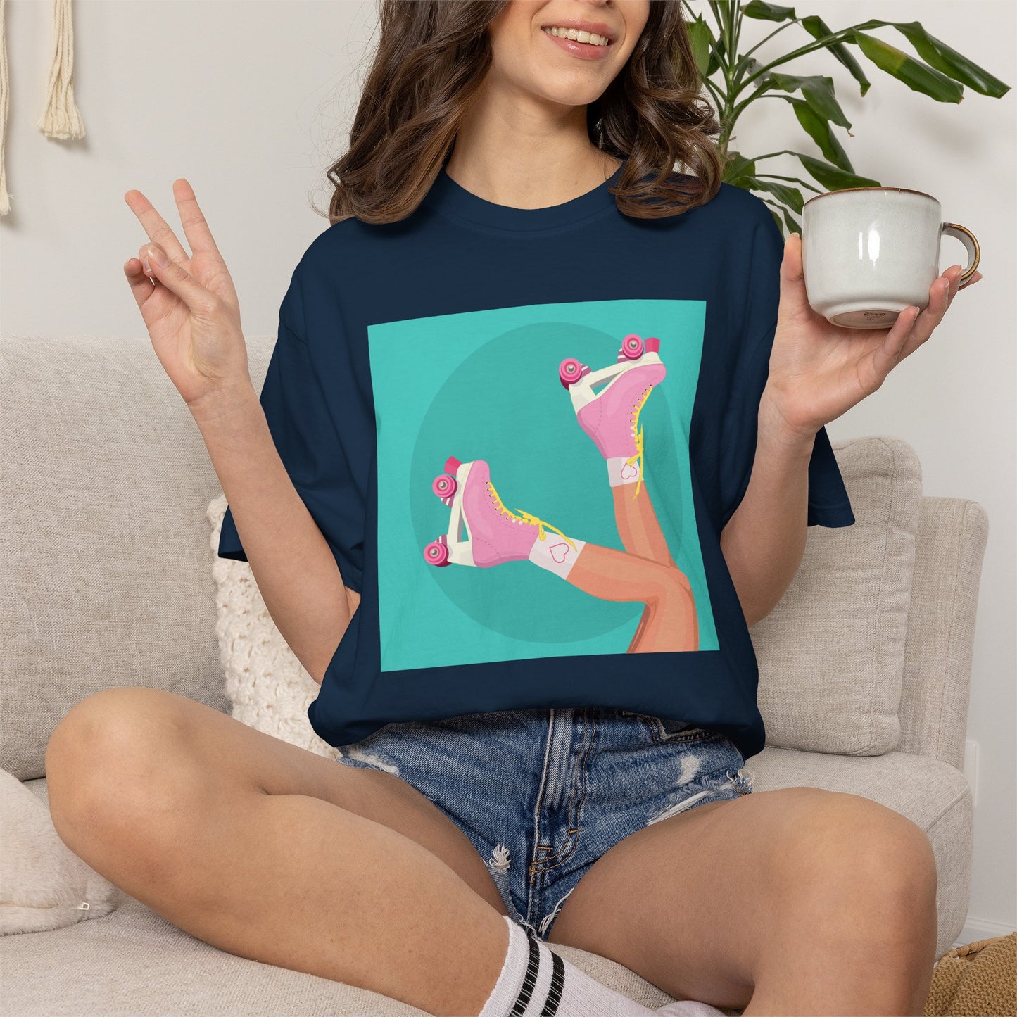 Pink Roller Skates T-Shirt | Retro 90s Y2K Aesthetic Tee | Gift for her