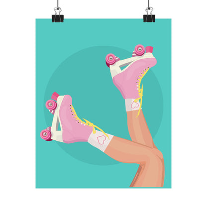 Pink Roller Skates Wall Art Poster | Y2K Aesthetic Print | Retro 90s Illustration | Girl Bedroom Decor